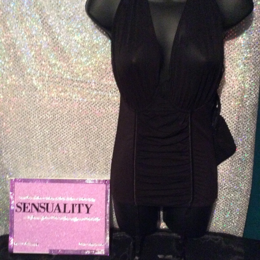 Black Mesh Halter Bustier